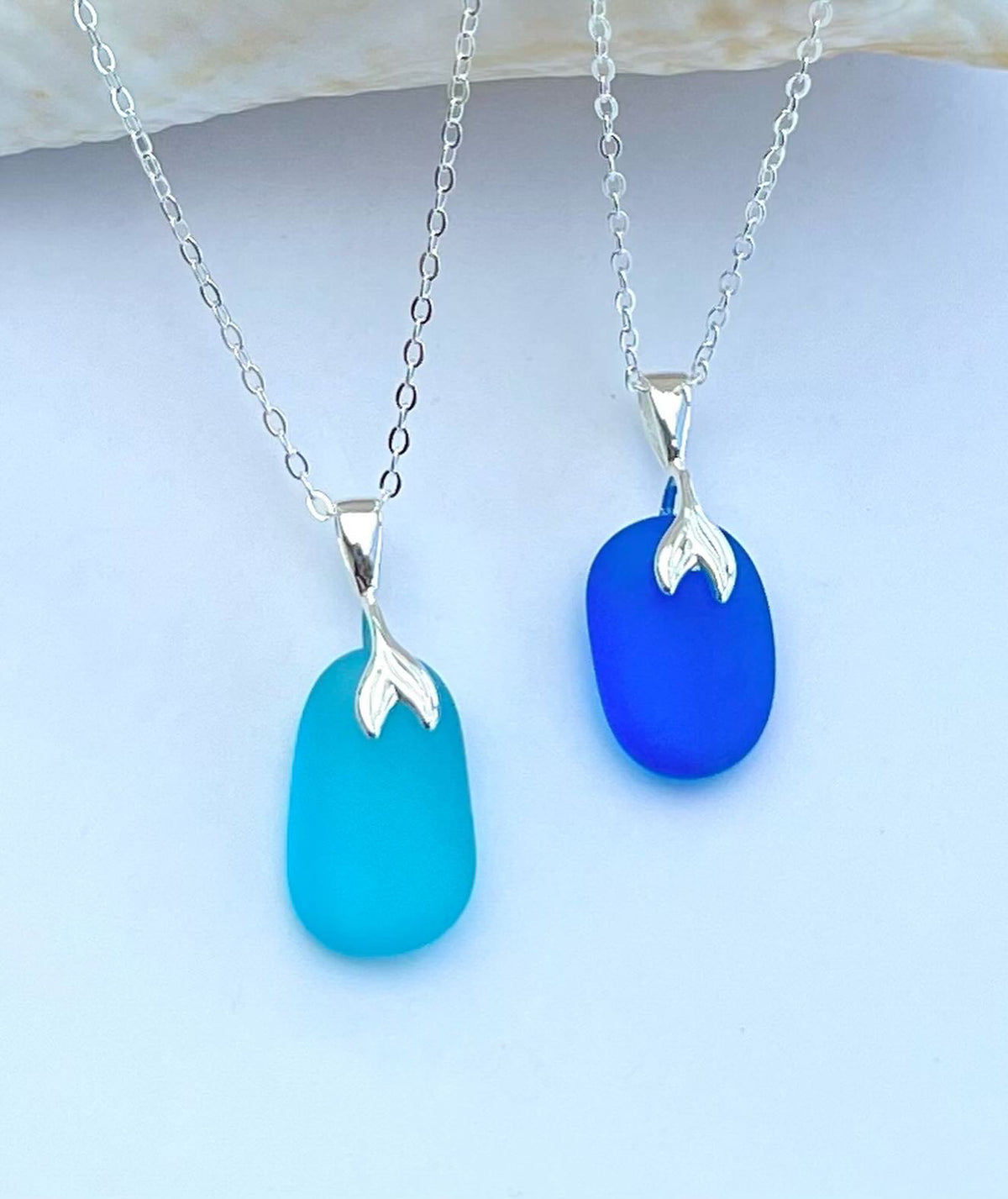 Sea Glass and Mermaid Tails Necklace
