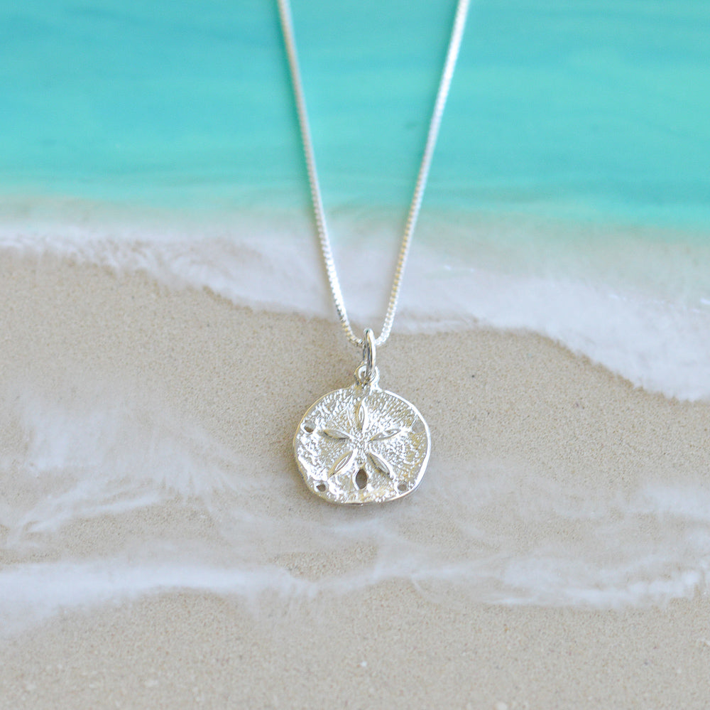 Sand Dollar Necklace With Turquoise Accent