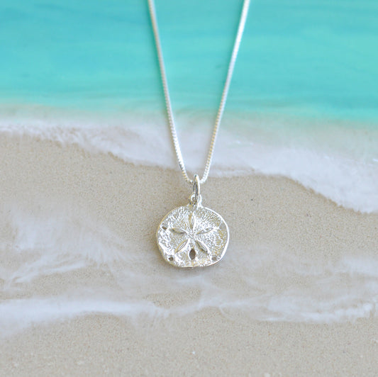 Sand Dollar Necklace With Turquoise Accent